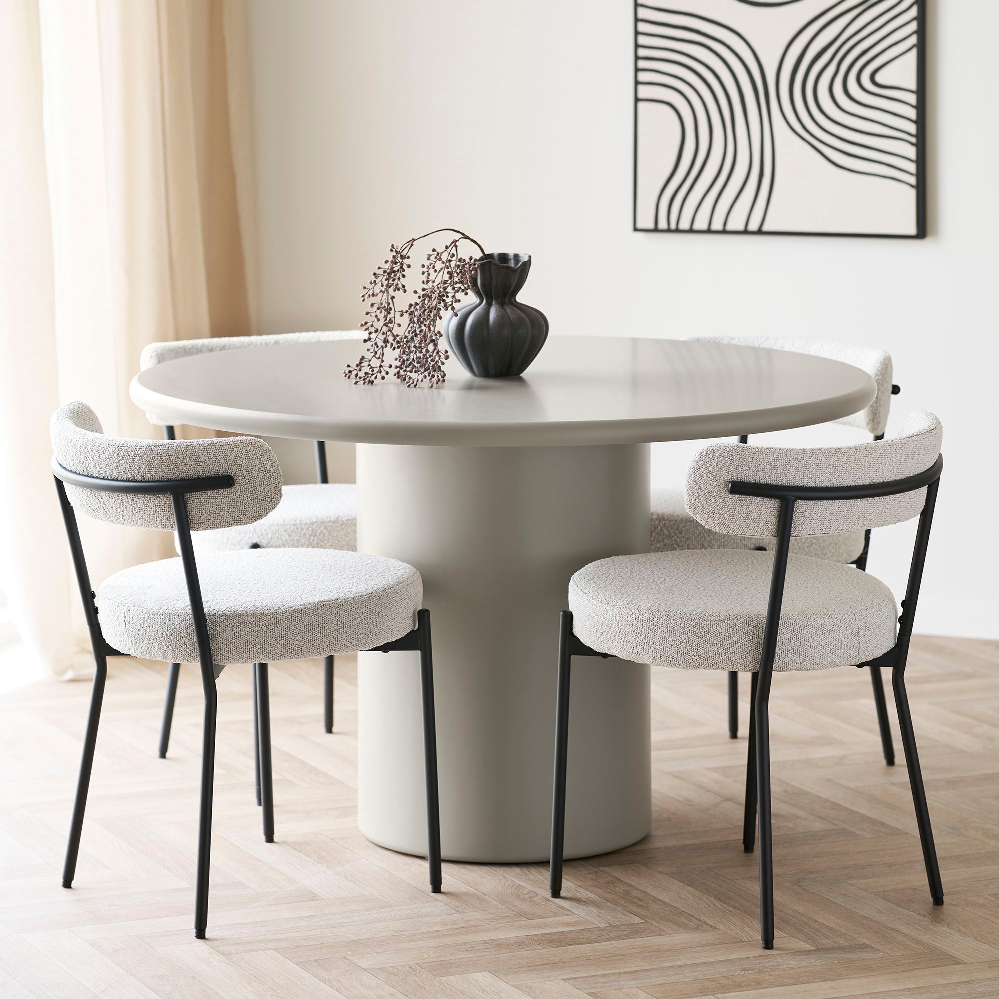 Badalona Dining Chair – White Bouclé By House Nordic (set of 2)