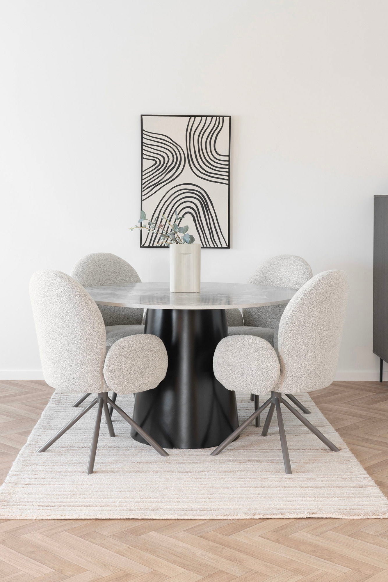 Lana Swivel Dining chair – Sand Bouclé By House Nordic