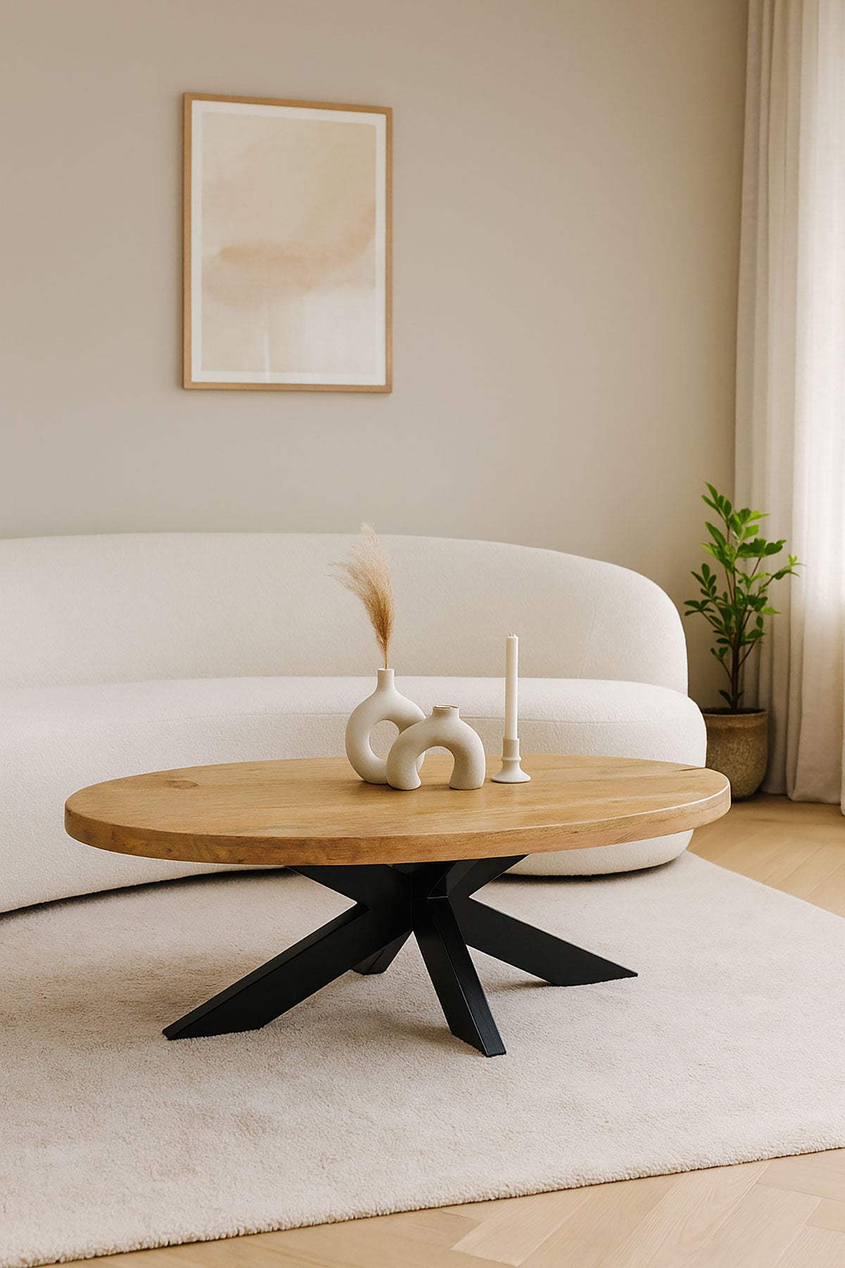 Eva Coffee Table Natural with Matrix Legs – Oval | 130 cm