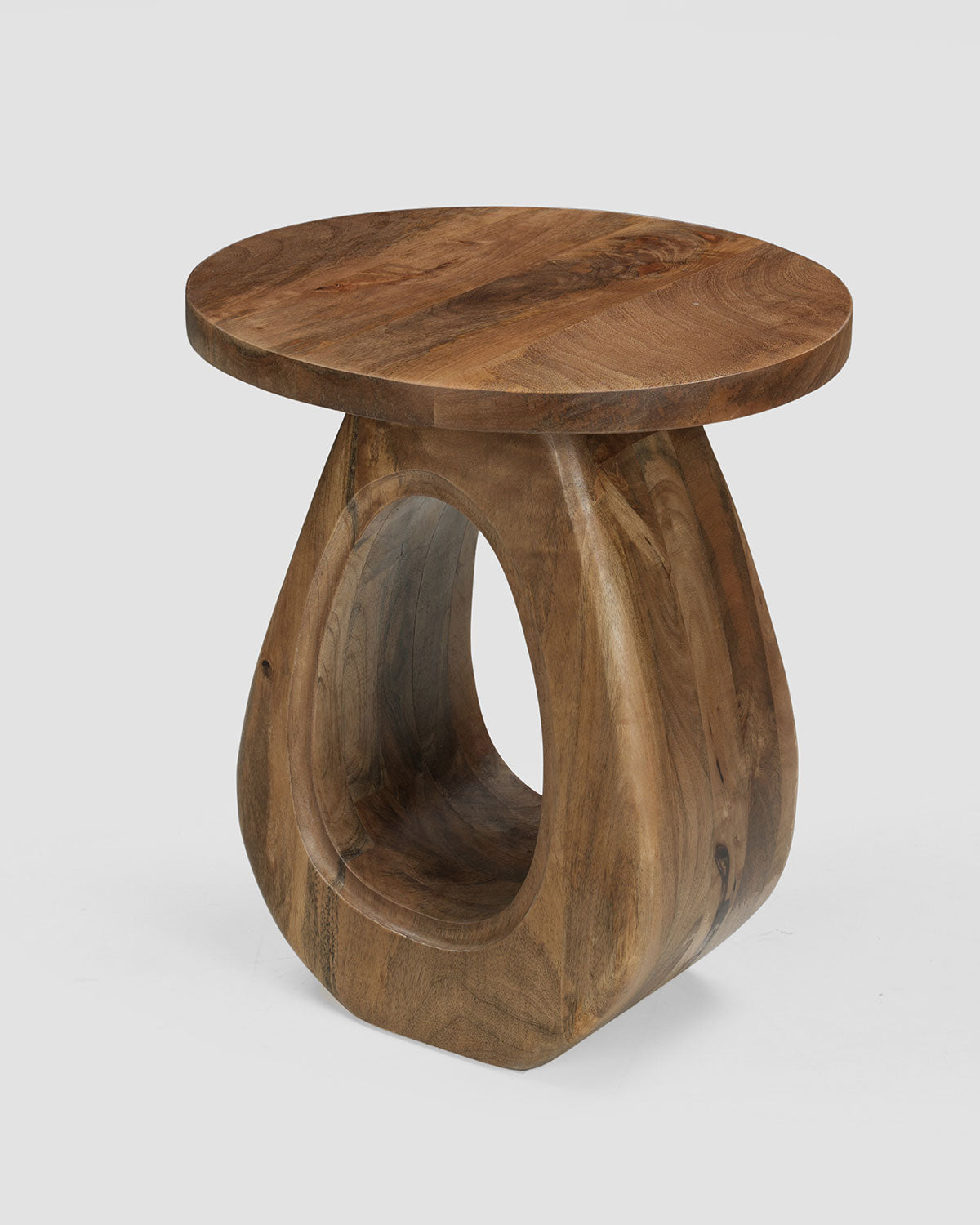 Mangohouten bijzettafel Hannah bruin – rond | 38 cm