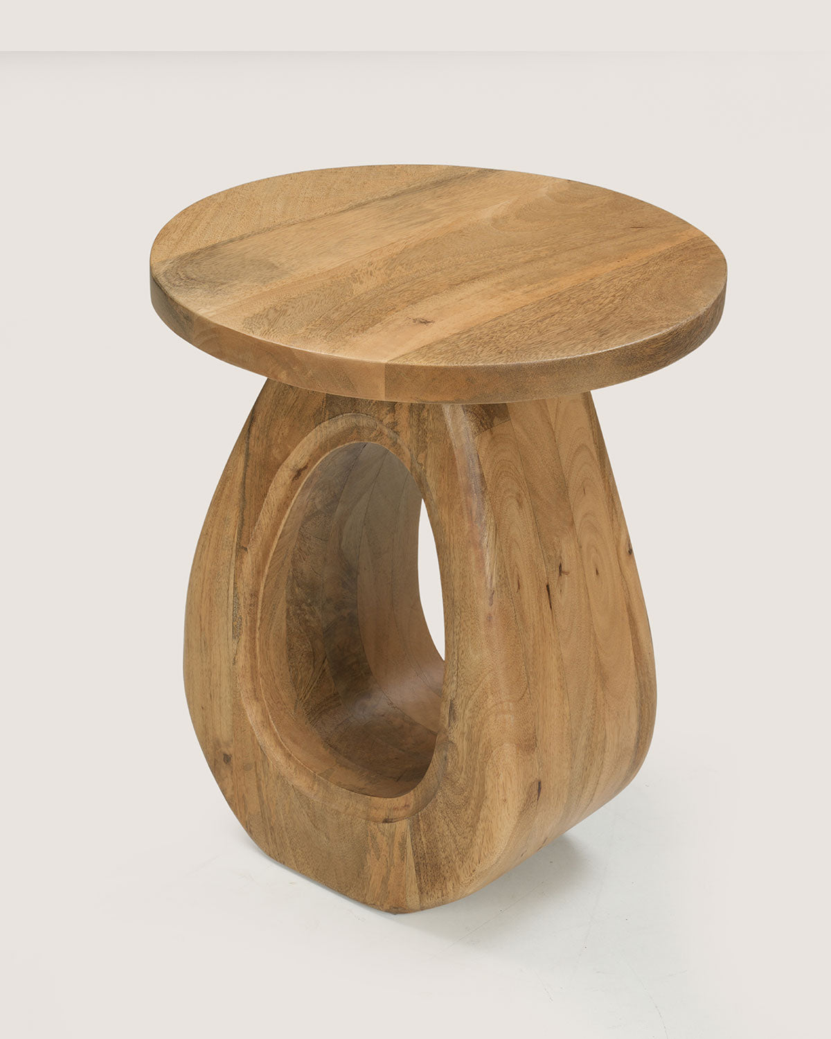 Mangohouten bijzettafel Hannah naturel – rond | 38 cm