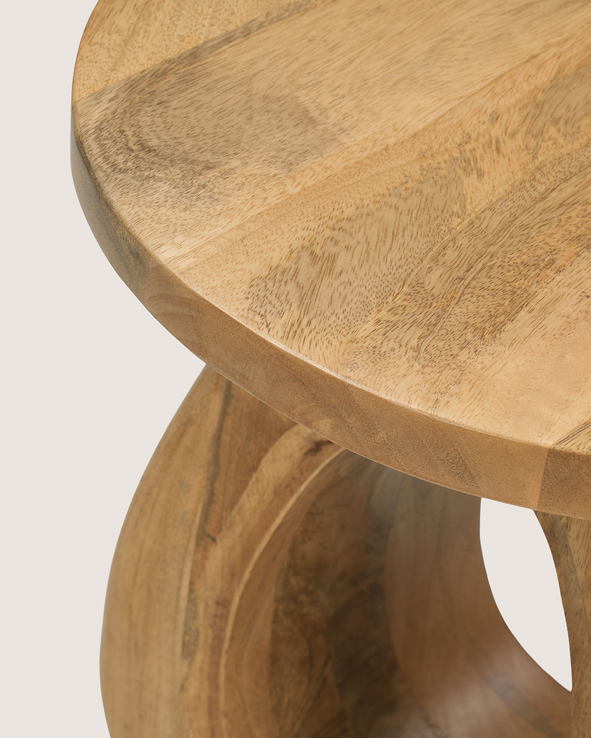 Mangohouten bijzettafel Hannah naturel – rond | 38 cm