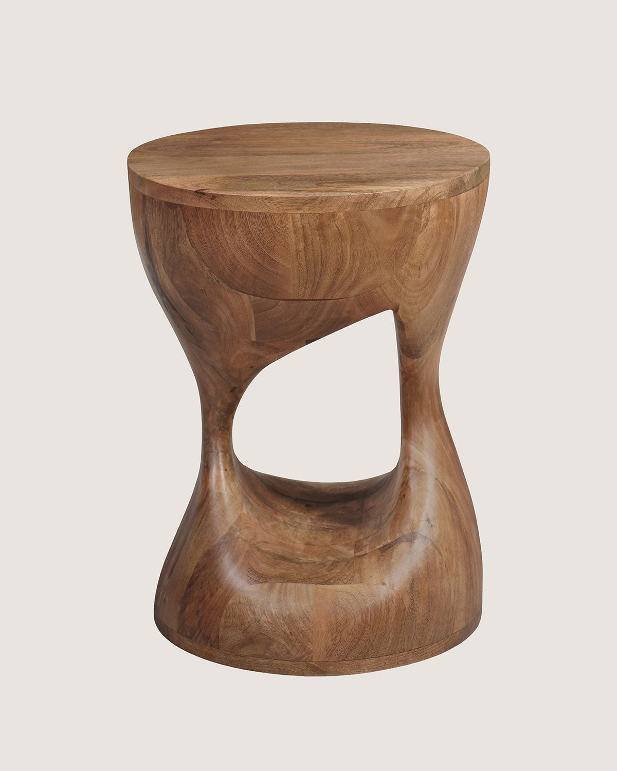 Mangohouten bijzettafel Patty bruin – rond | 34 cm
