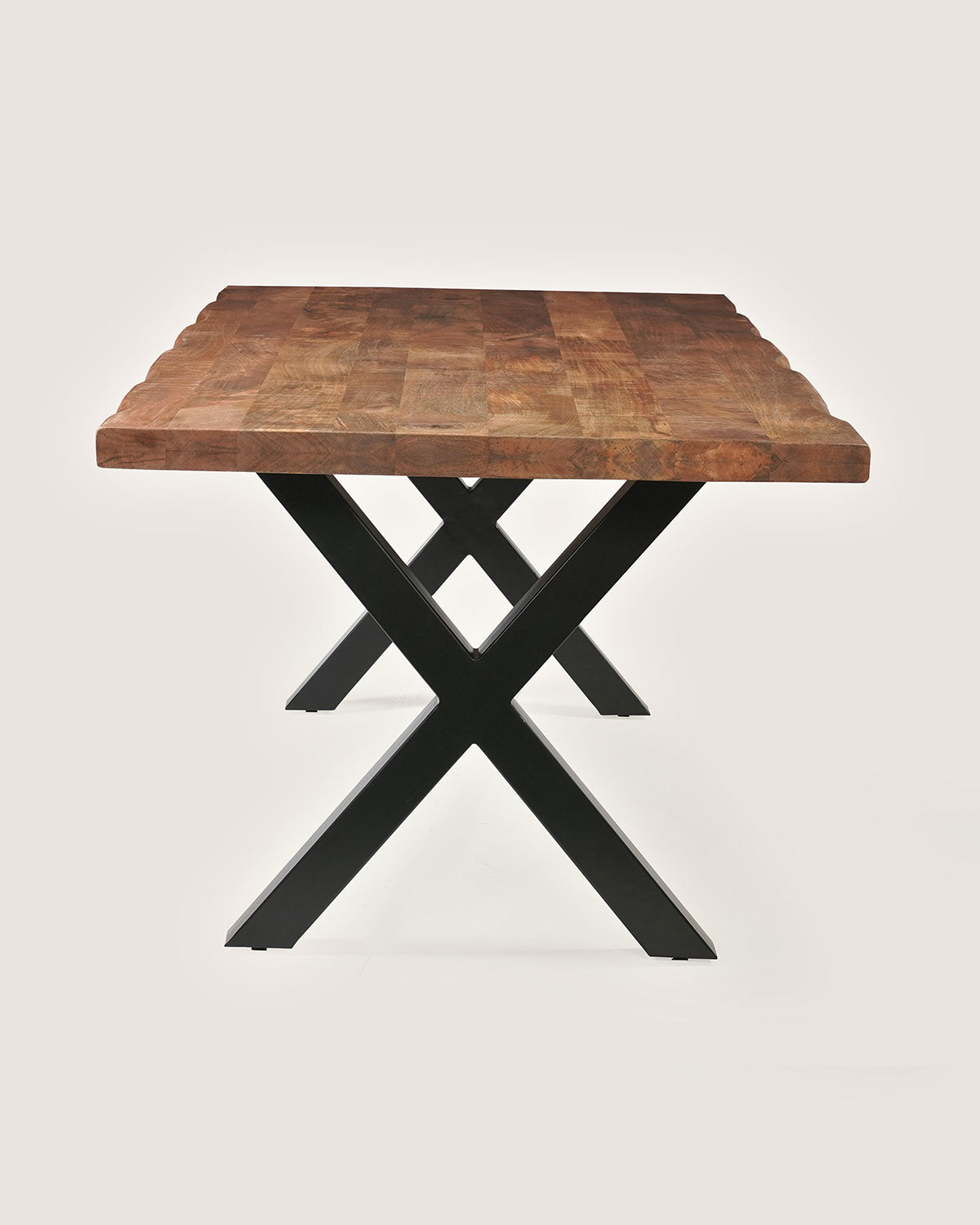 Eettafel Zoe Rustic met X-poten - Natuurlijke rand