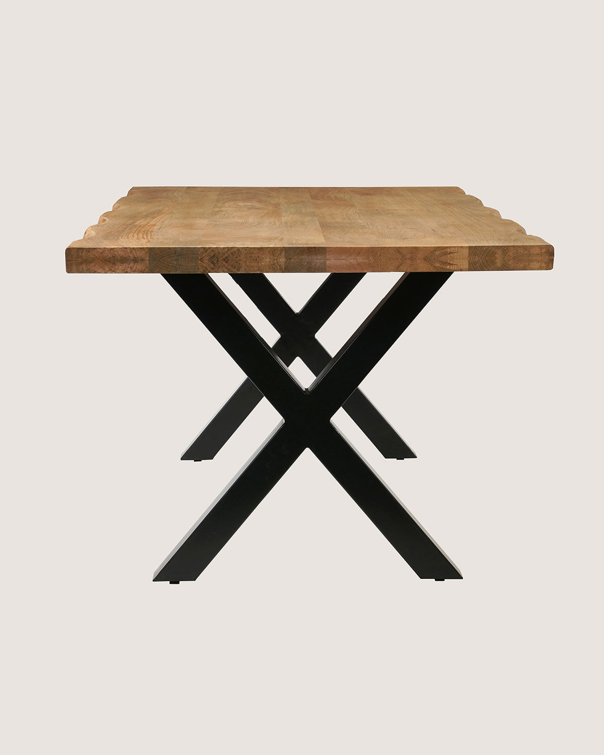 Eettafel Zoe Natural met X-vormige poten - Live Edge