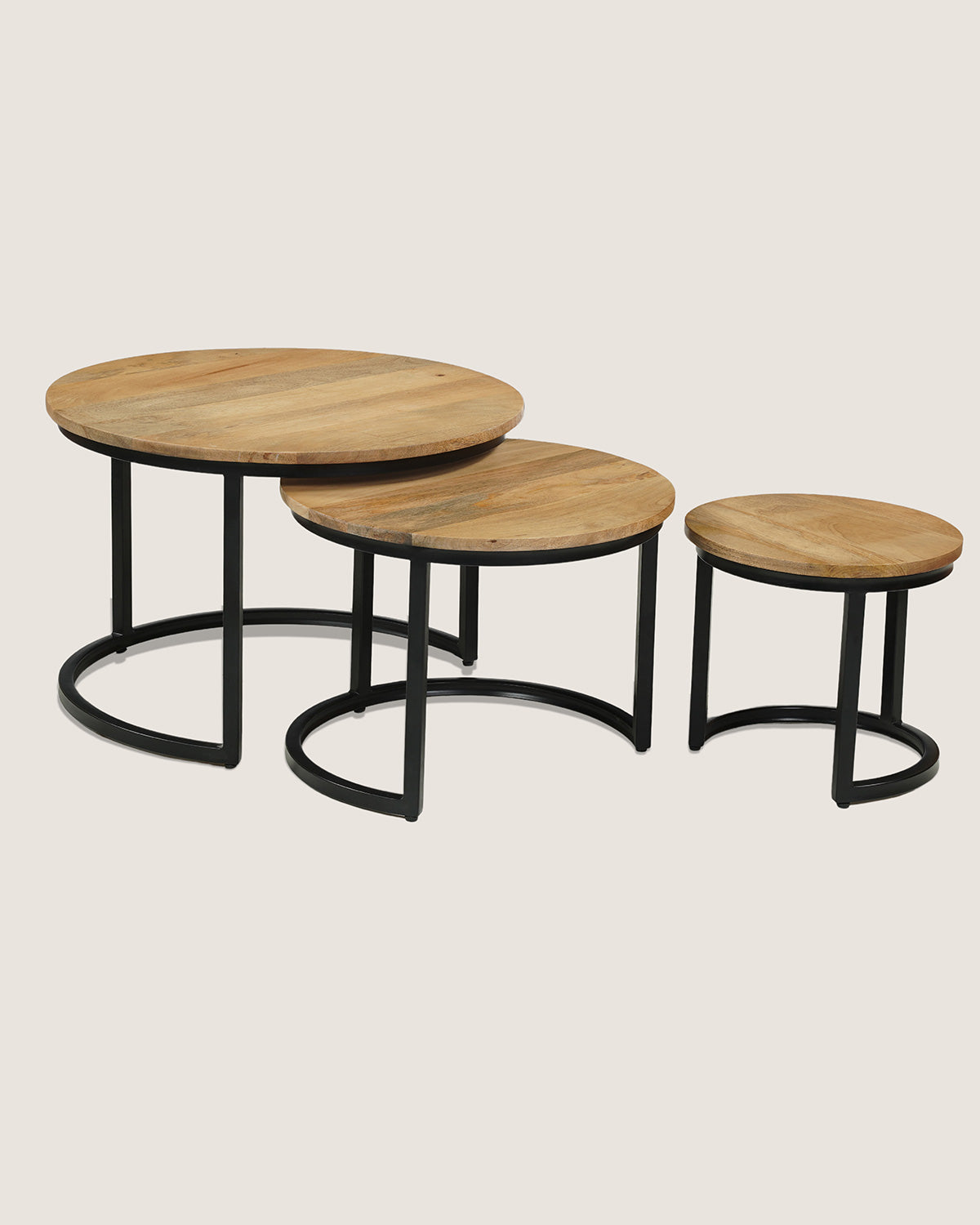 Salontafel Monica Natural - Round | Set van 3