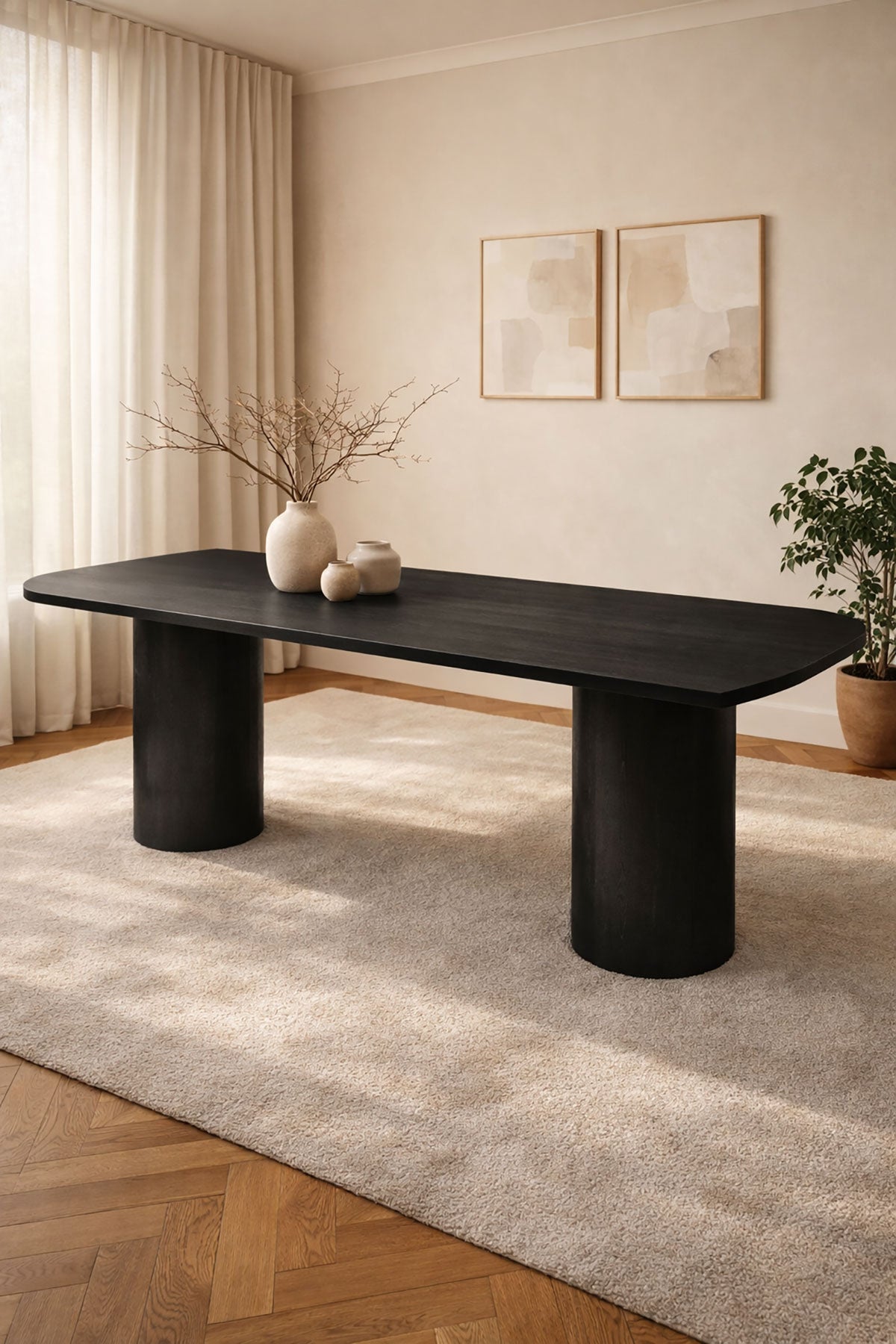 Eettafel Ella Black with Column Legs - Organic | 200 cm