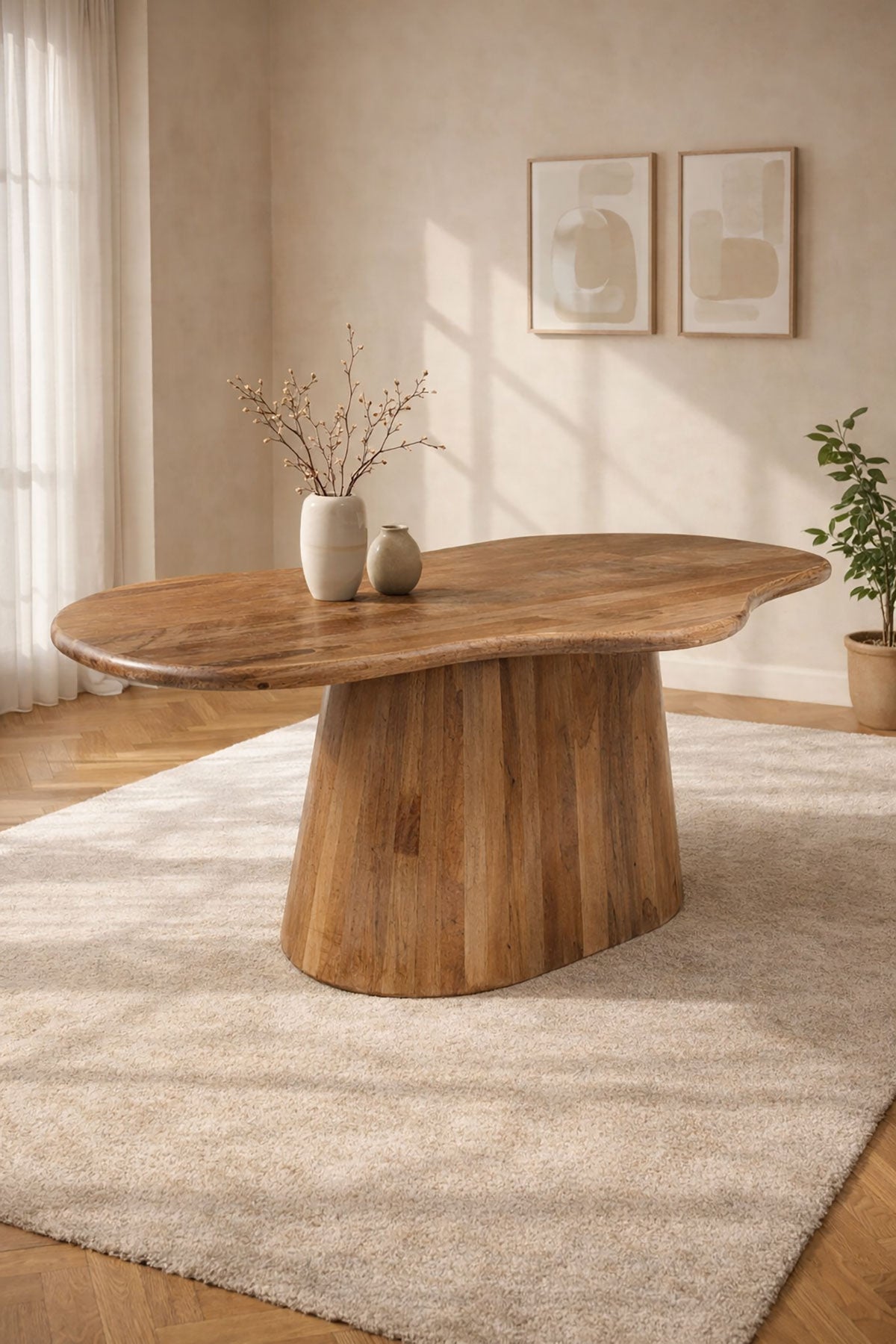 Eettafel Felix Brown with Monolithic leg - Organic | 180 cm