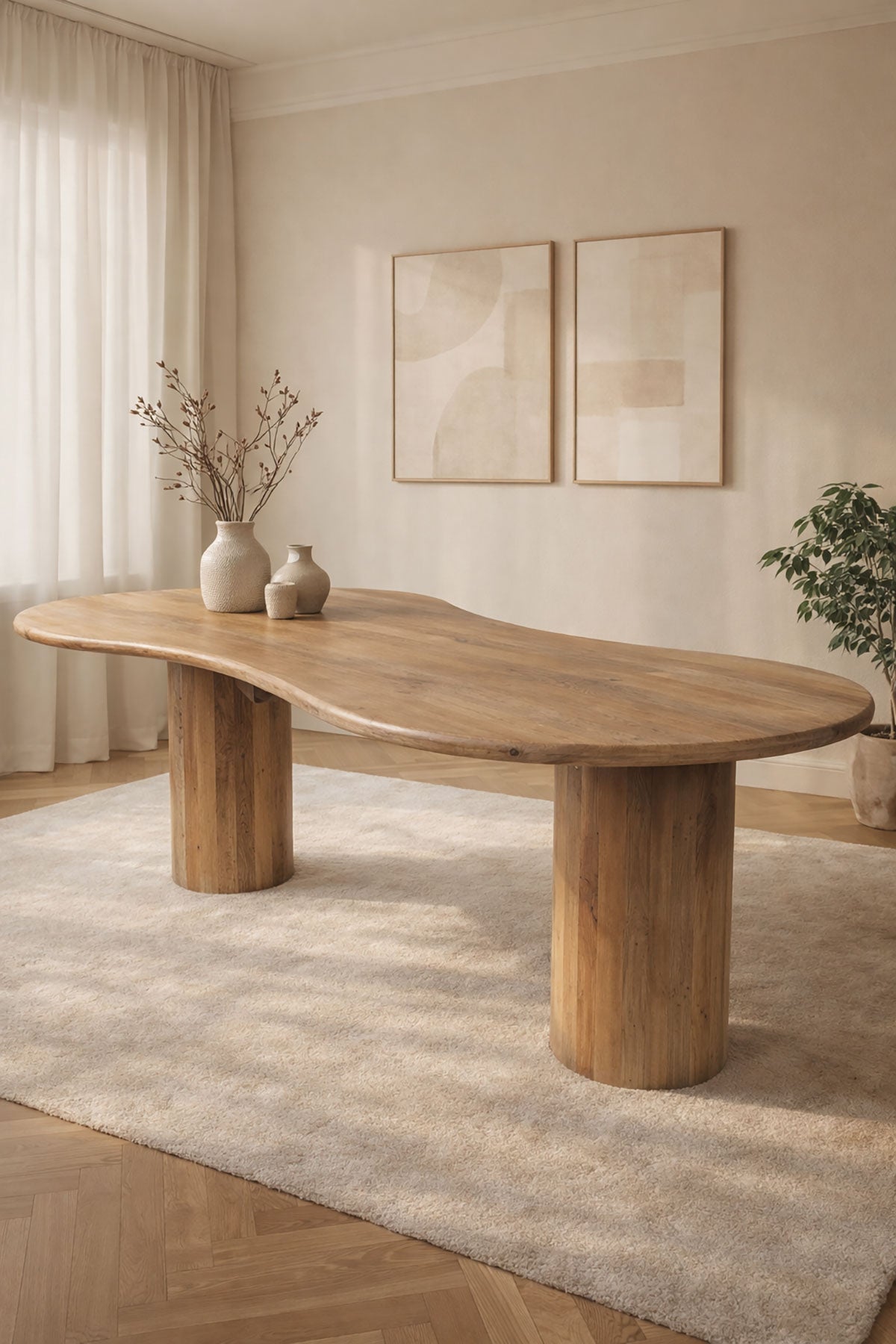 Eettafel Leo Natural with Column Leg- Organic | 200 cm