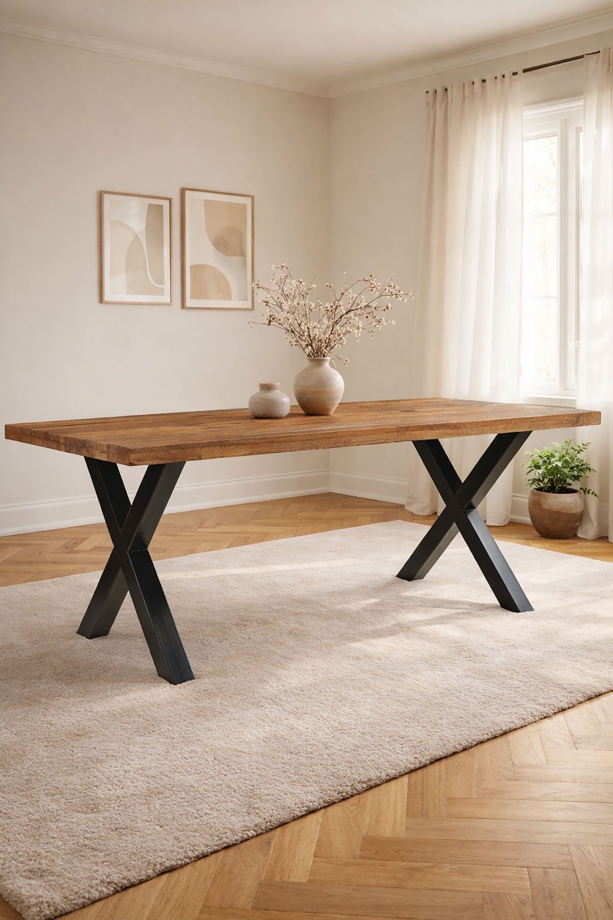 Eettafel Lina Natural with X Leg - Rectangular | 160 cm
