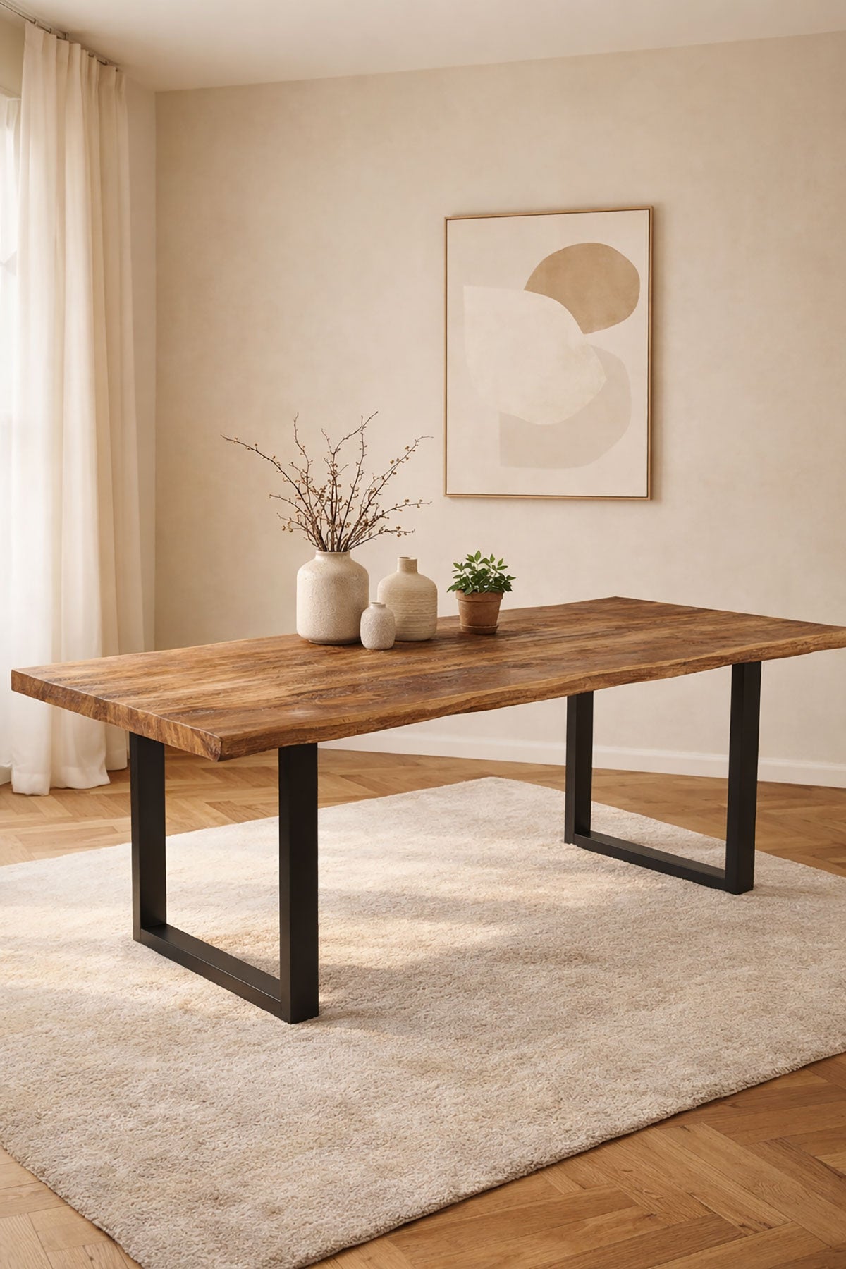 Eettafel Zoe Rustic with U Leg - Live Edge | 160 cm