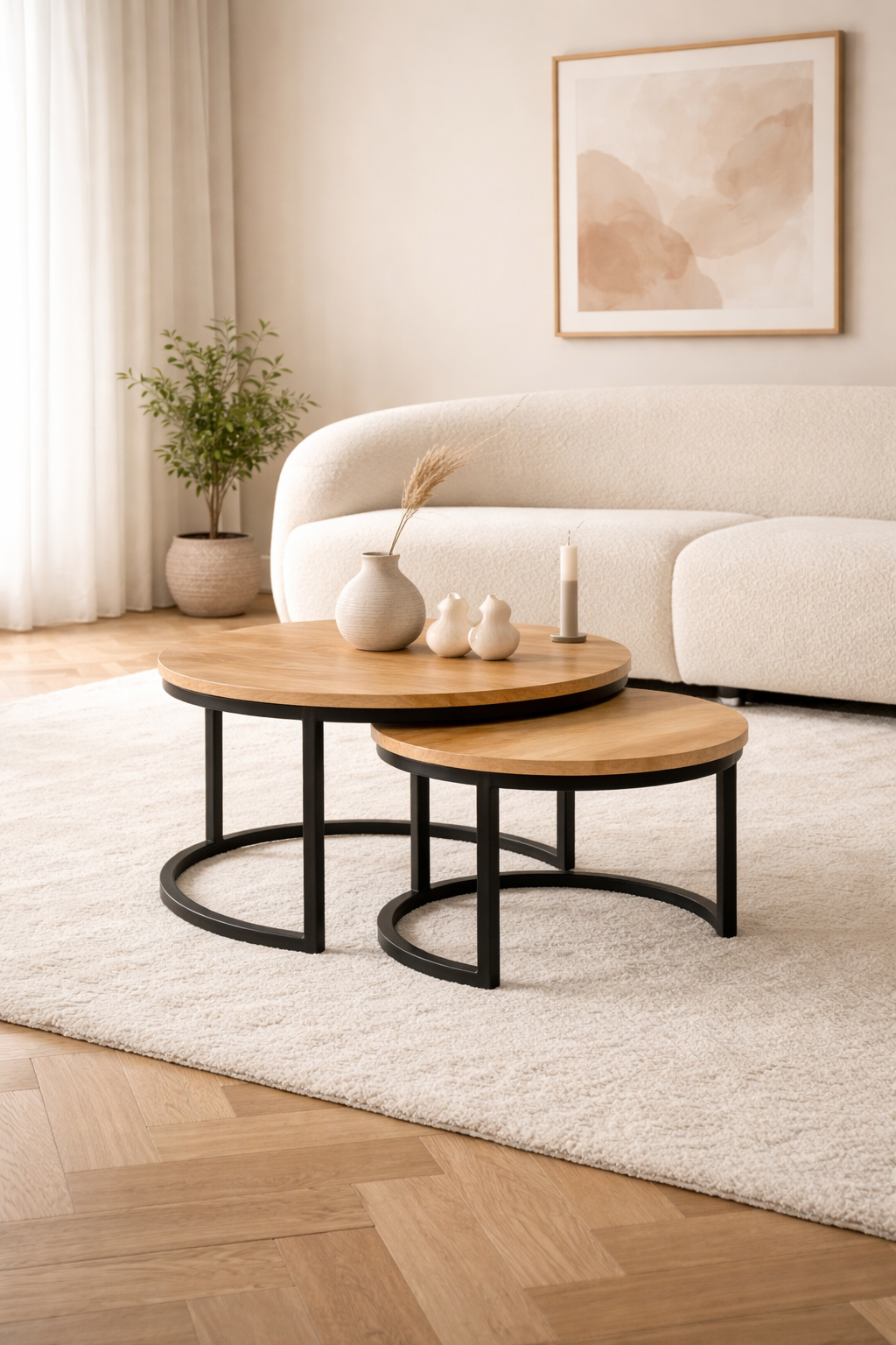 Salontafel Silas Natural - Round | Set van 2