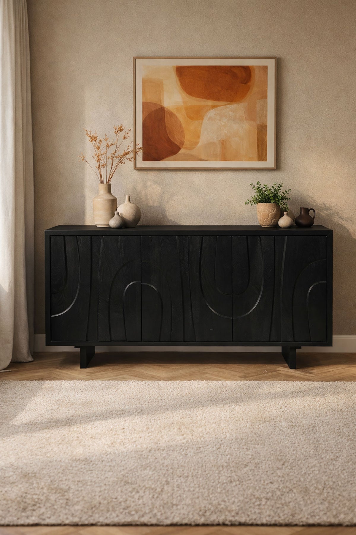 Dressoir Maya Black - 3 Deurs | 160 cm