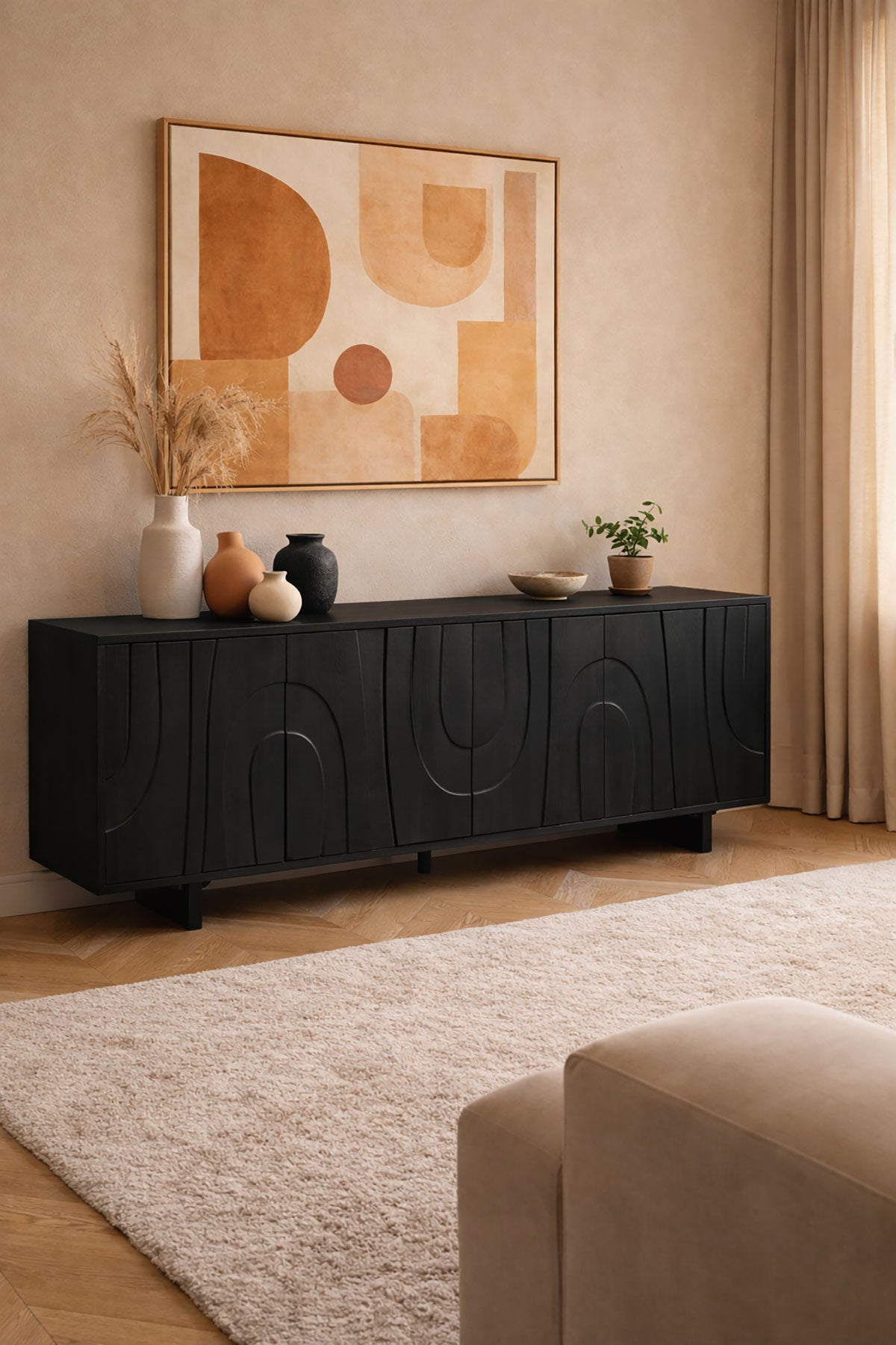 Dressoir Maya Black - 4 Deurs | 200 cm