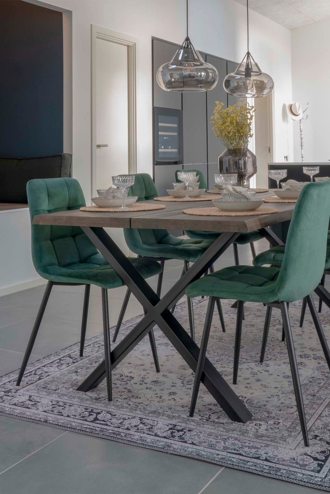 Middelfart Dining Chair – Dark Green Velvet By House Nordic (set of 2)
