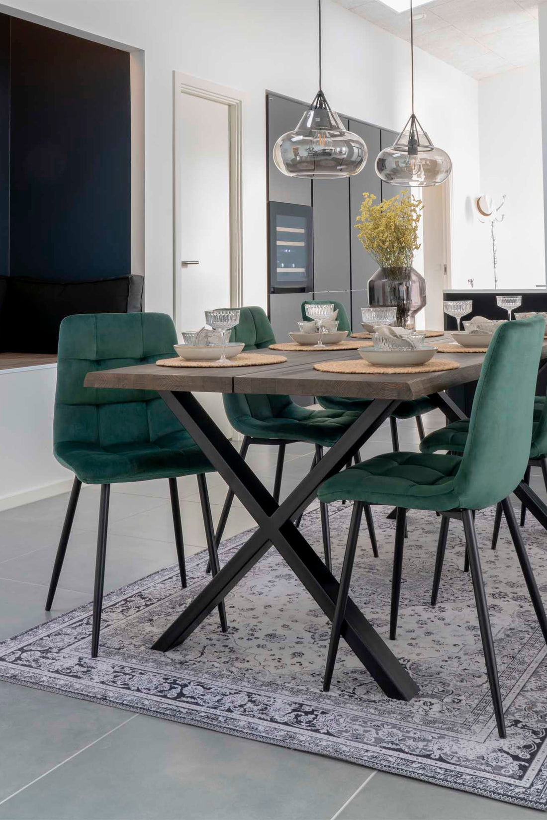 Middelfart Dining Chair – Dark Green Velvet By House Nordic (set of 2)