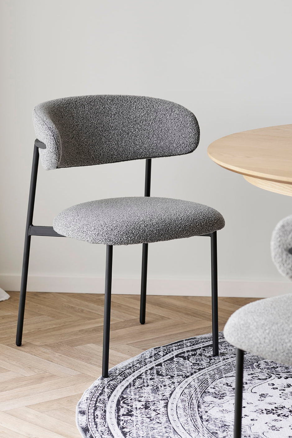 Mira Dining Chair – Light Grey Bouclé By House Nordic (set of 2)