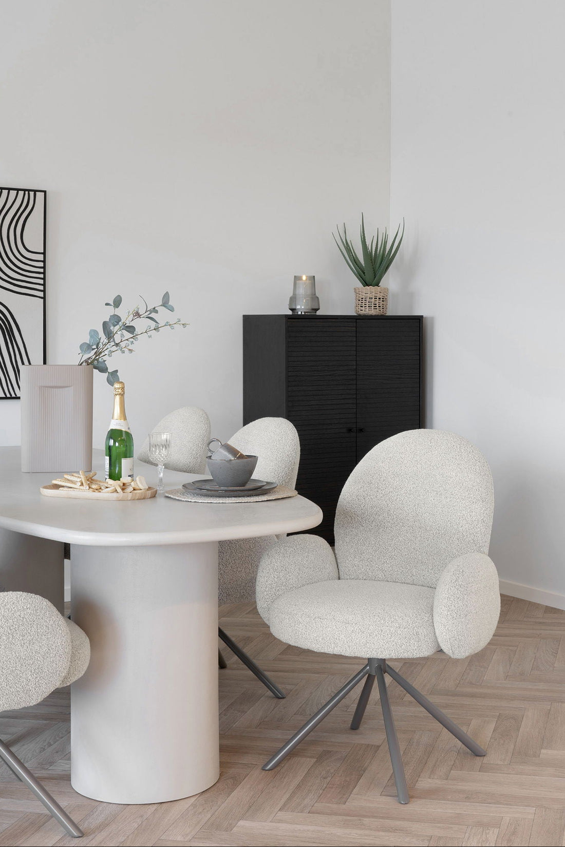 Lana Swivel Dining chair – Sand Bouclé By House Nordic