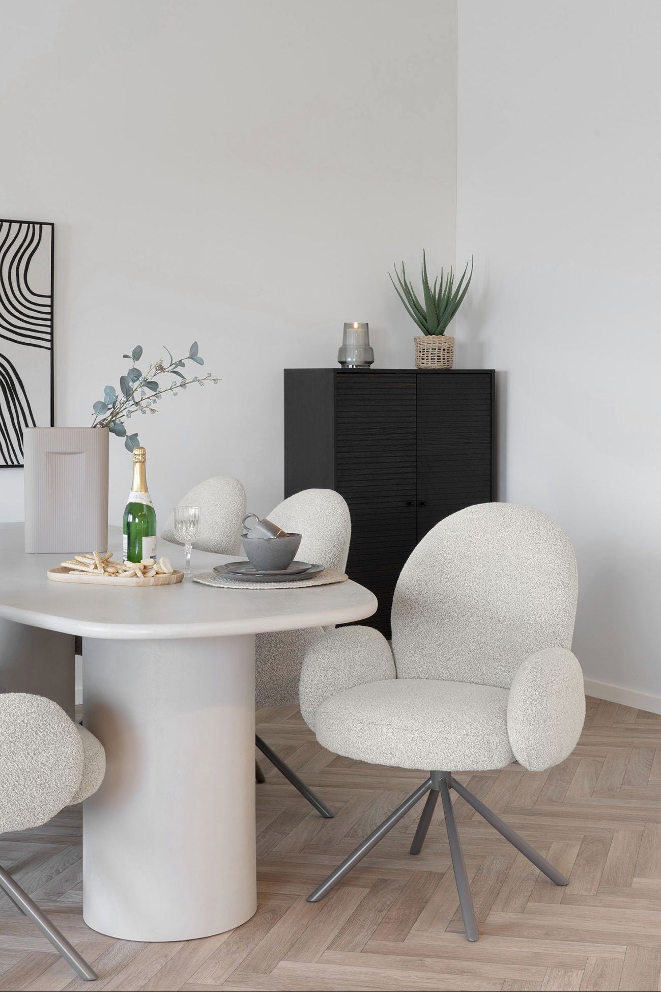 Lana Swivel Dining chair – Sand Bouclé By House Nordic