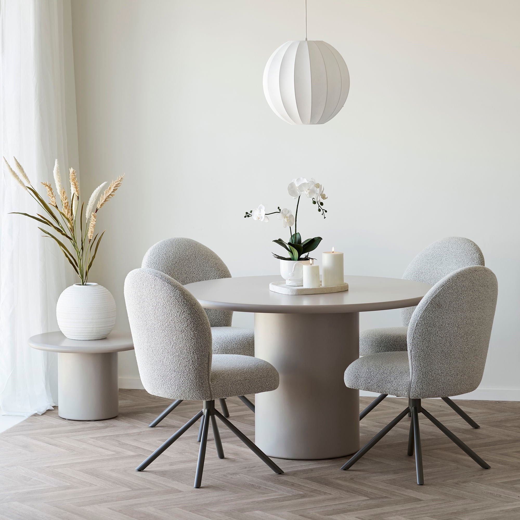 Lana Swivel Dining Chair – Sand Bouclé By House Nordic (Armless)