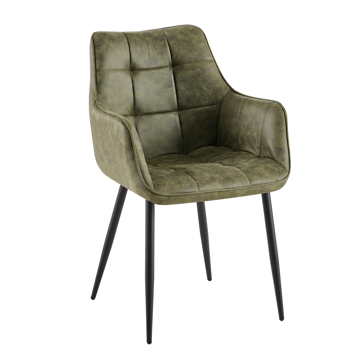Lucille Dining Chair with Armrests – Army Green by Benoa
