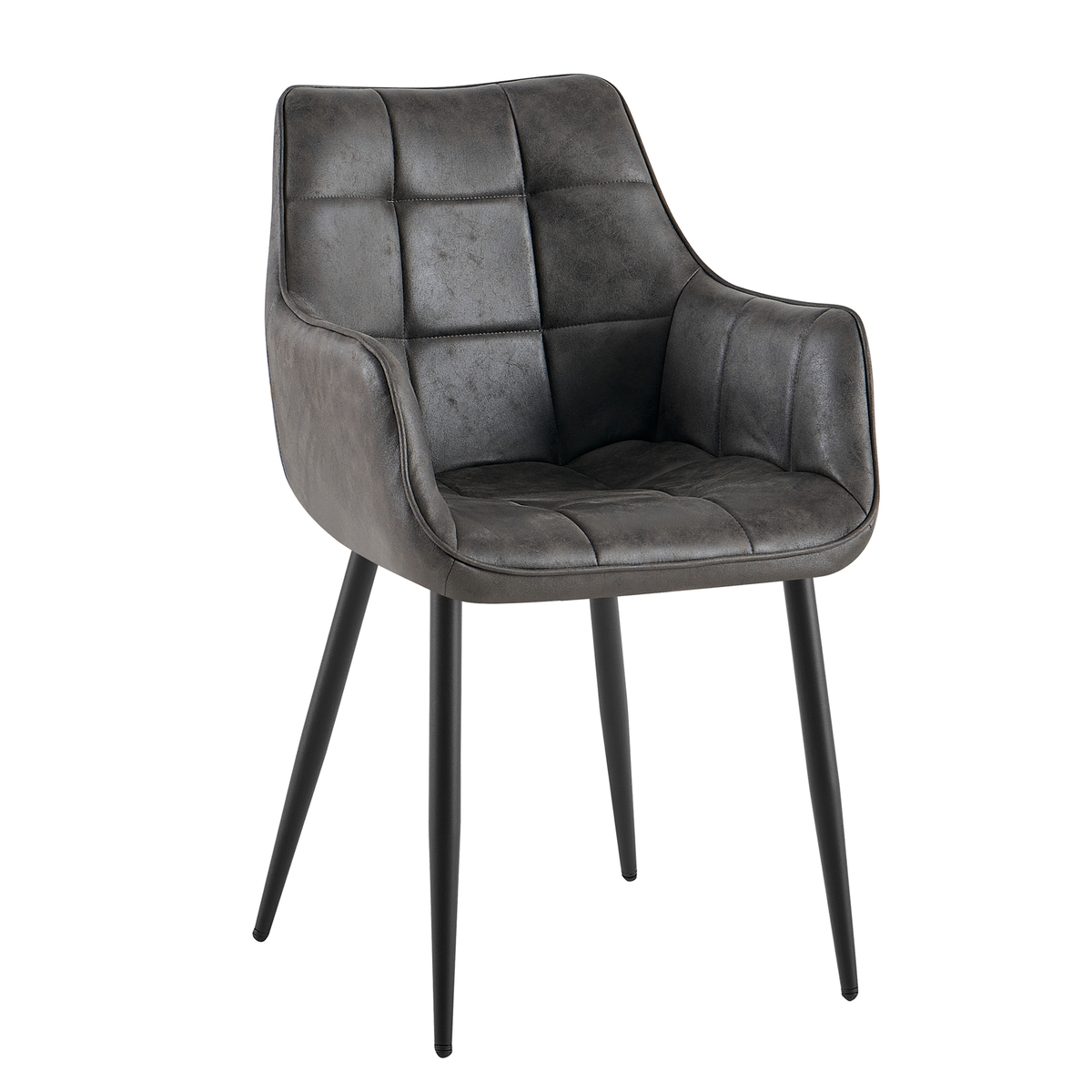 Lucille Dining Chair with Armrests – Anthracite by Benoa