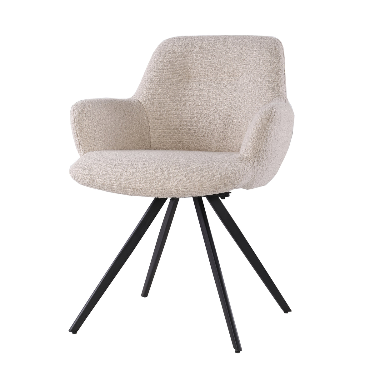 Doreen Swivel Dining Chair – Boucle Beige by Livingfurn (Set of 2)