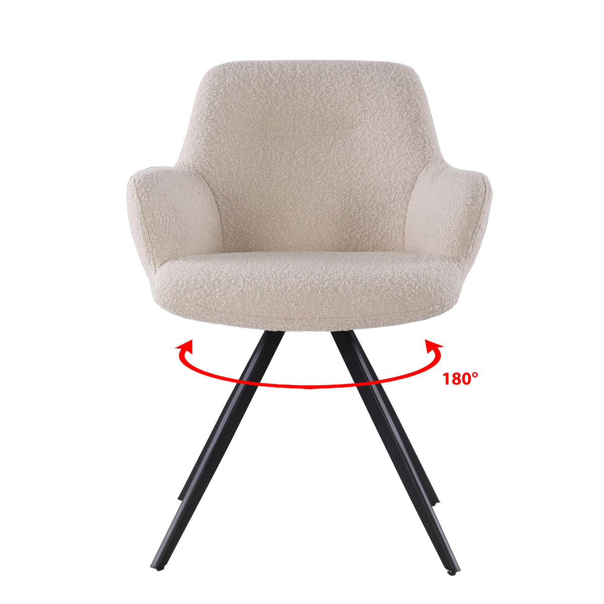 Doreen Swivel Dining Chair – Boucle Beige by Livingfurn (Set of 2)