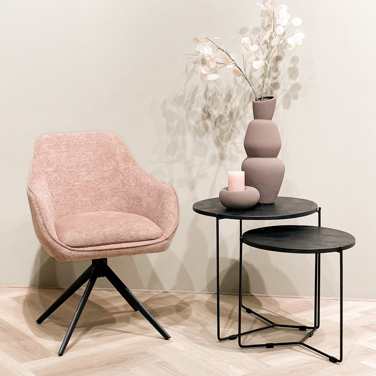 Thomas Swivel Dining Chair – Brique by Livingfurn (Set of 2)