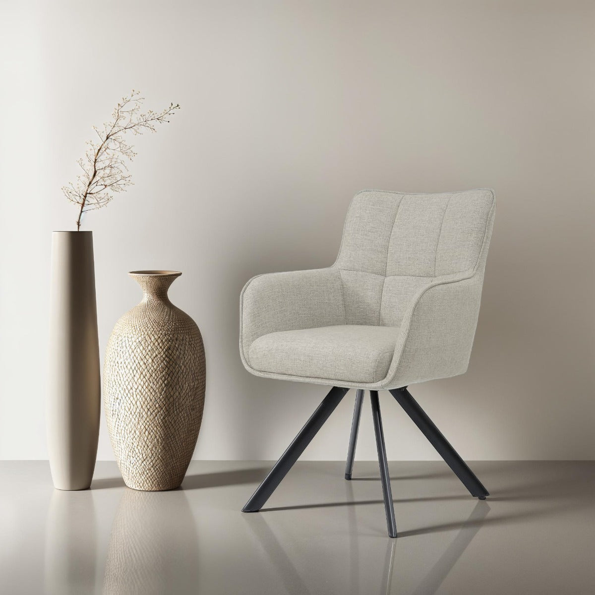 Tori Swivel Dining Chair – Sand by Livingfurn (Set of 2)
