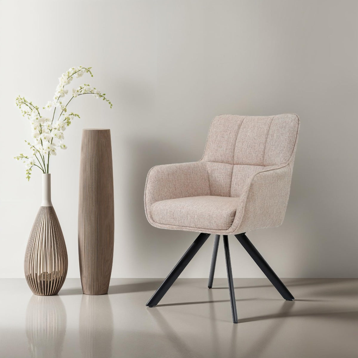Tori Swivel Dining Chair – Salmon by Livingfurn (Set of 2)
