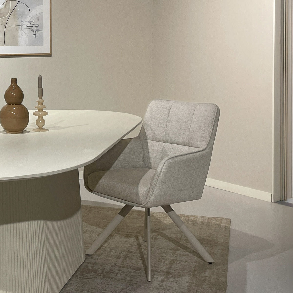 Tori Swivel Dining Chair – Sand Natural by Livingfurn (Set of 2)
