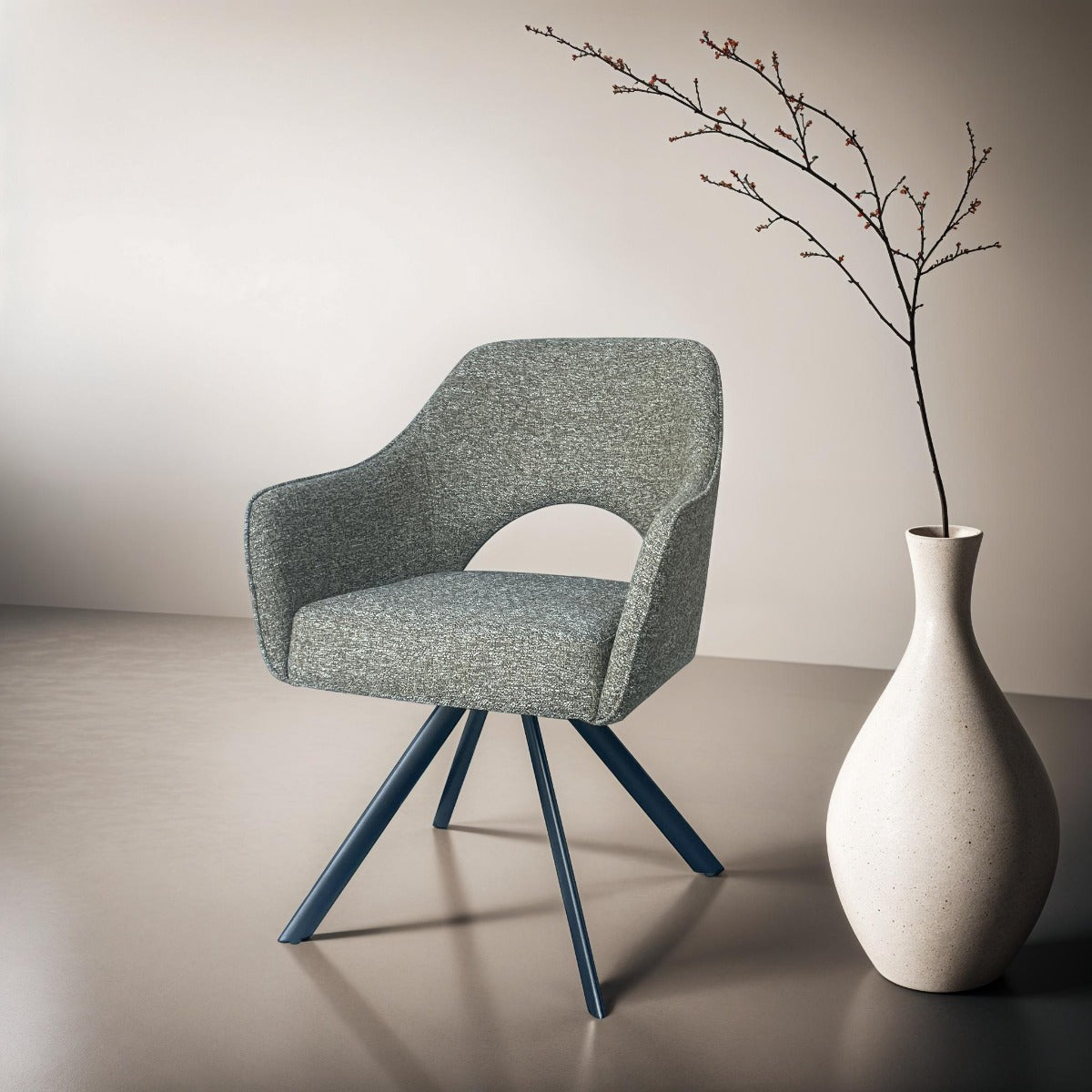 Helen Swivel Dining Chair with Armrests – Turtle by Livingfurn (Set of 2)
