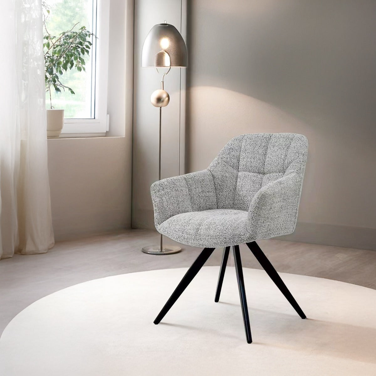 Tommy Swivel Dining Chair – Bisque Oasis by Livingfurn (Set of 2)