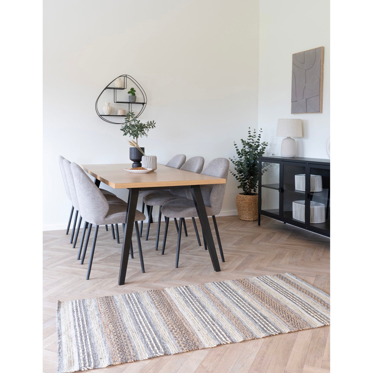 Morena hallway runner in natural, 180 cm – side view