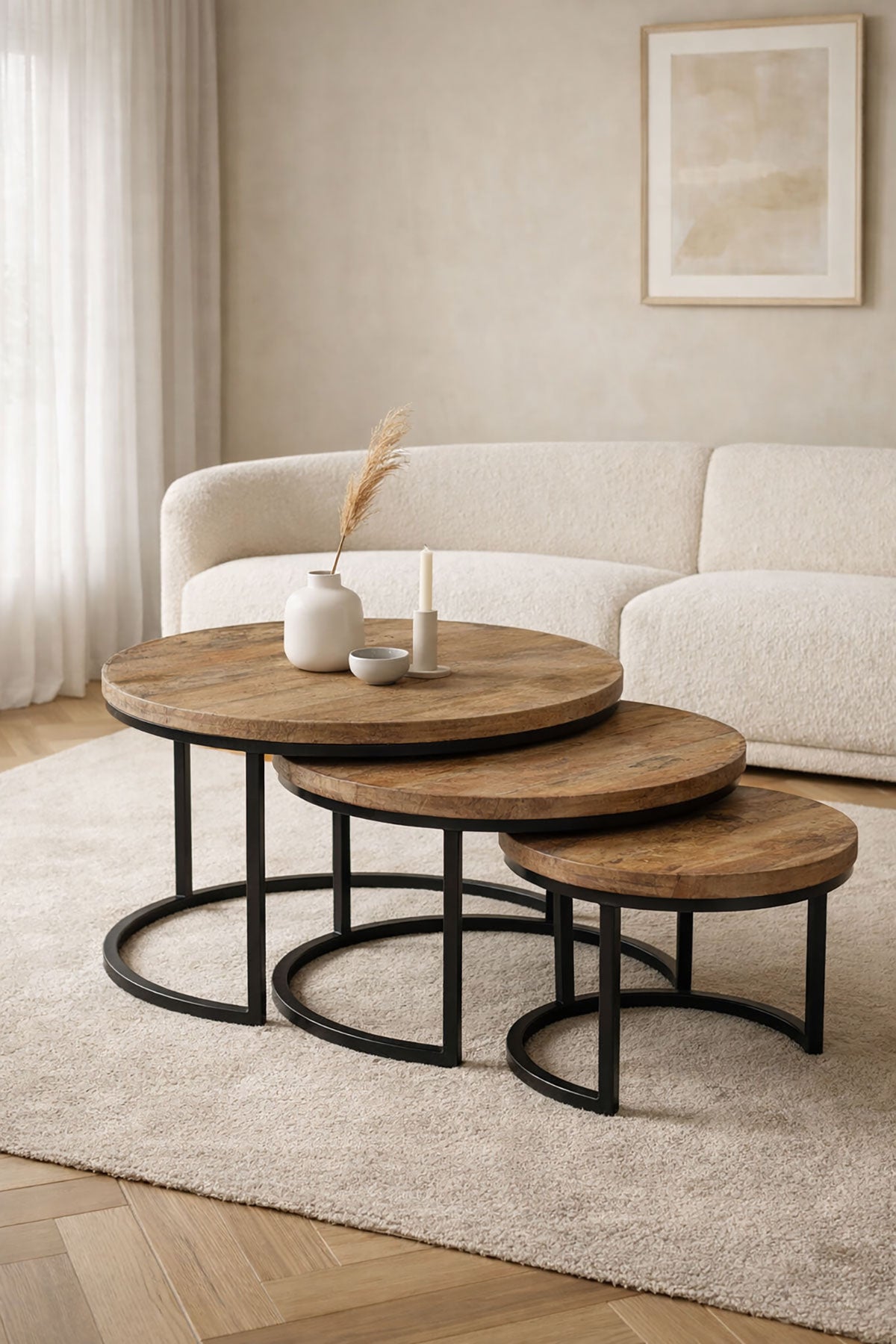 Salontafel Petra Rustic - Round | Set van 3