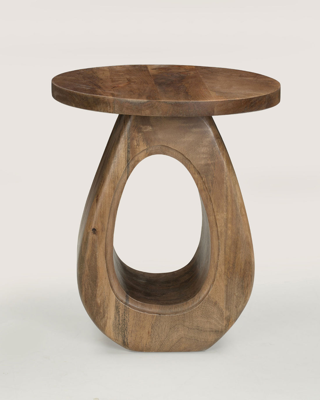 Mangohouten bijzettafel Hannah bruin – rond | 38 cm