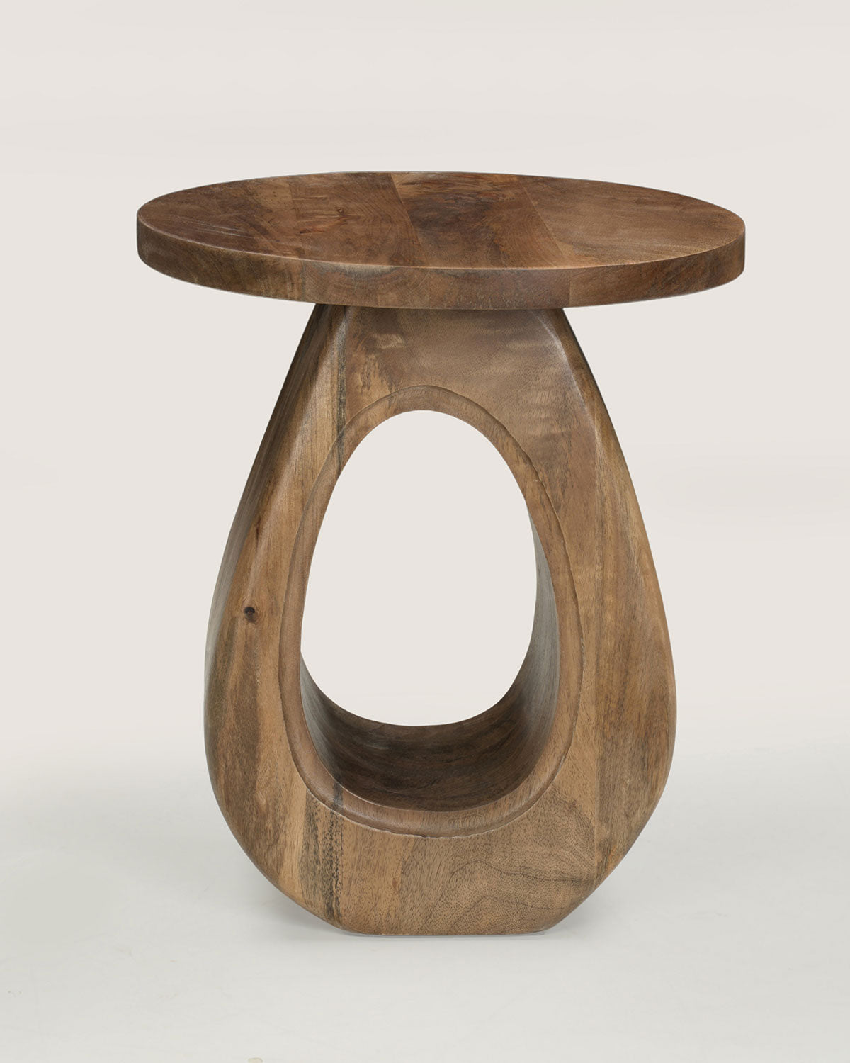 Mangohouten bijzettafel Hannah bruin – rond | 38 cm