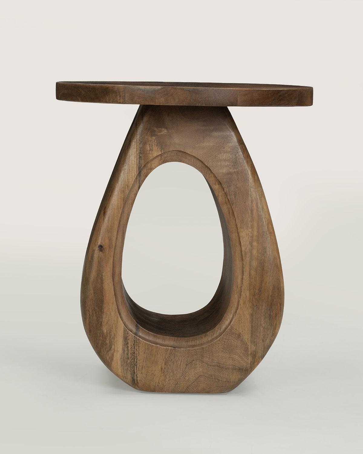 Mangohouten bijzettafel Hannah bruin – rond | 38 cm