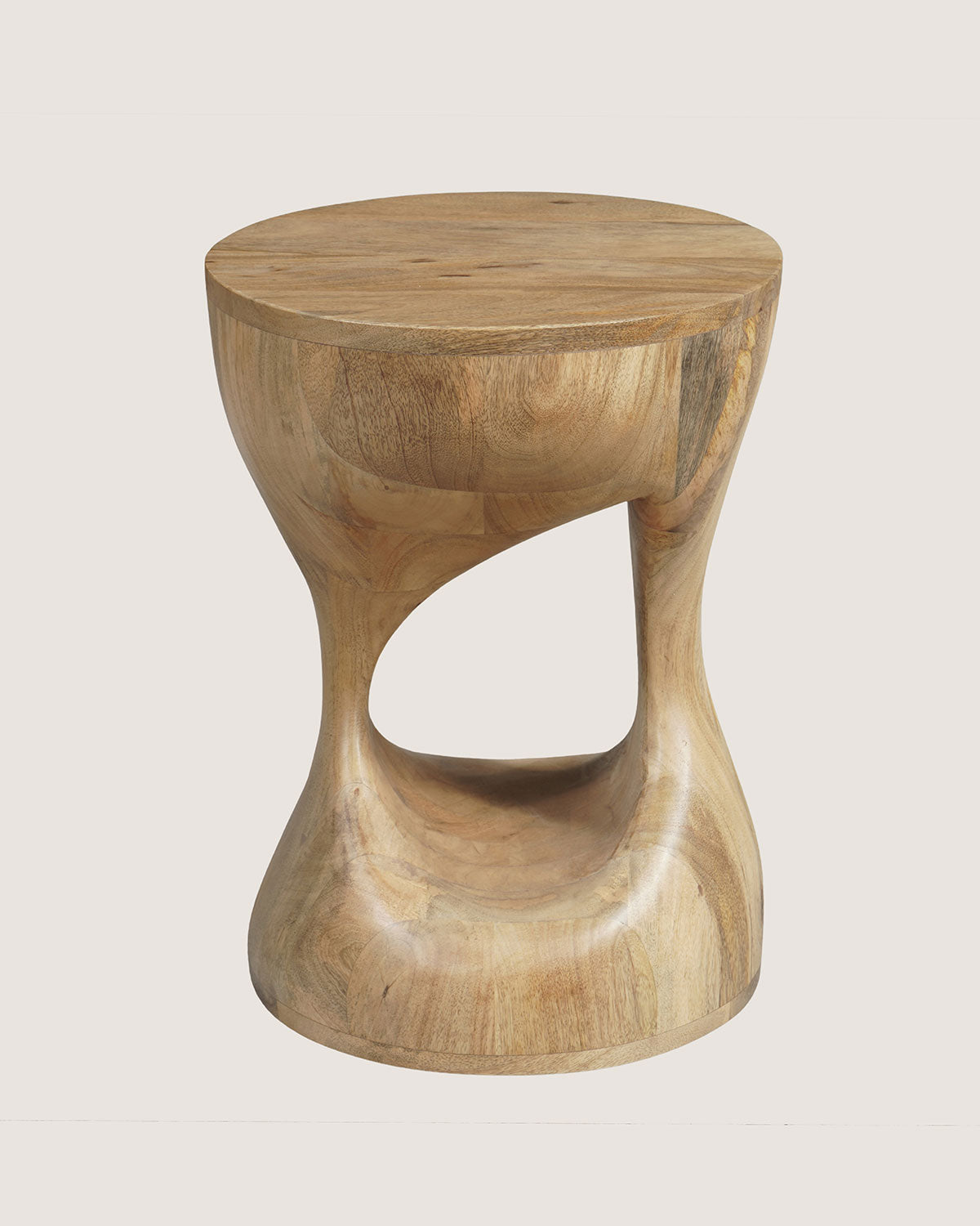 Mangohouten bijzettafel Patty naturel – rond | 34 cm