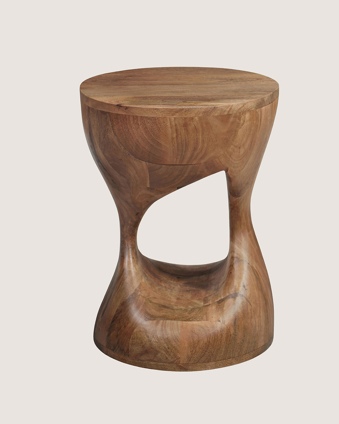 Mangohouten bijzettafel Patty bruin – rond | 34 cm