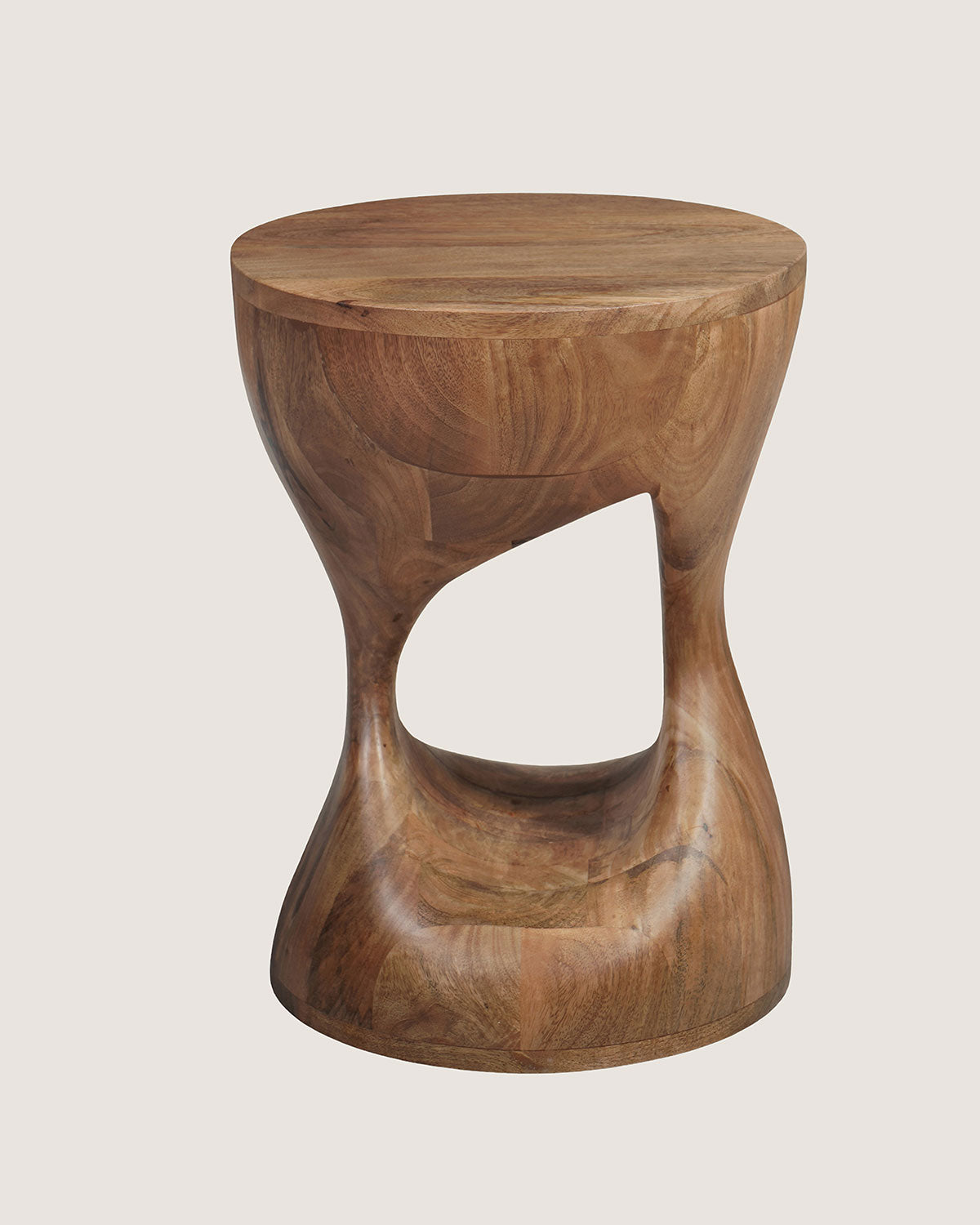 Mangohouten bijzettafel Patty bruin – rond | 34 cm