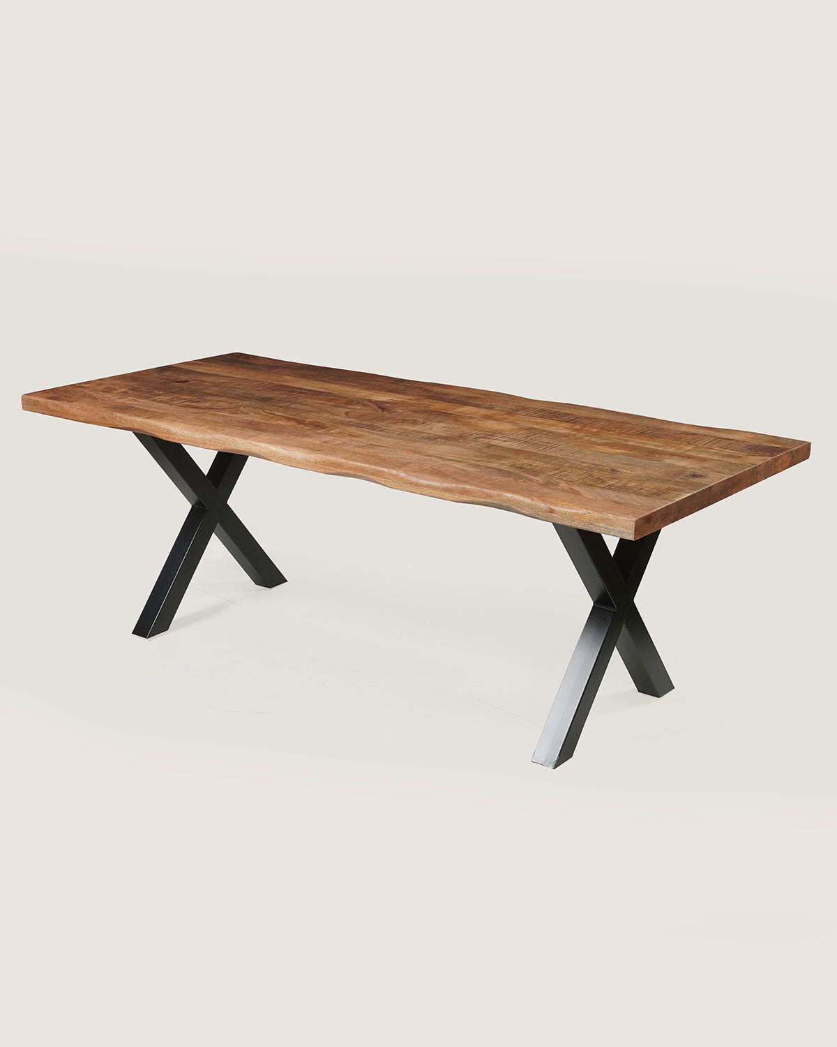 Eettafel Zoe Rustic met X-poten - Natuurlijke rand