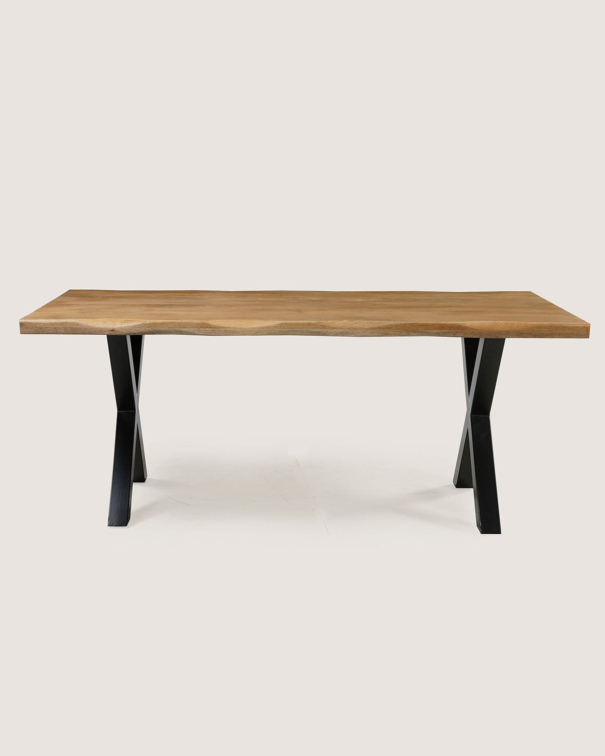 Eettafel Zoe Natural met X-vormige poten - Live Edge