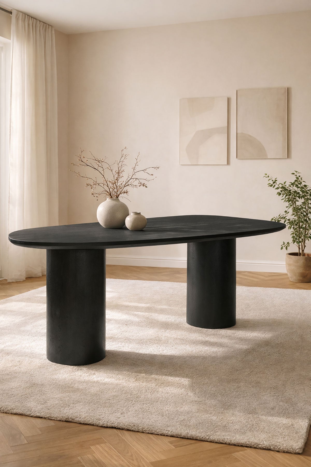 Eettafel Aurora Black with column Legs - organic | 240 cm