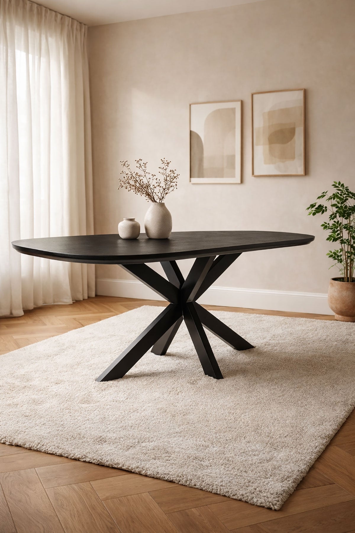 Eettafel Aurora Black with Matrix Legs - Organic | 240 cm