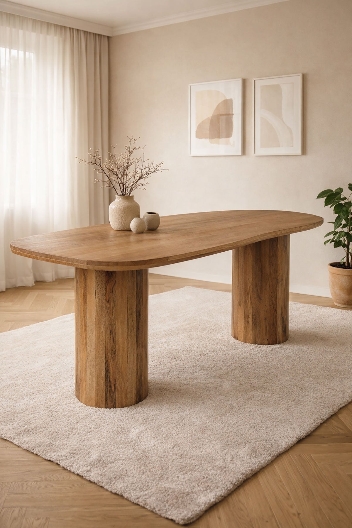 Eettafel Aurora  Brown with Column Legs - Organic | 240 cm