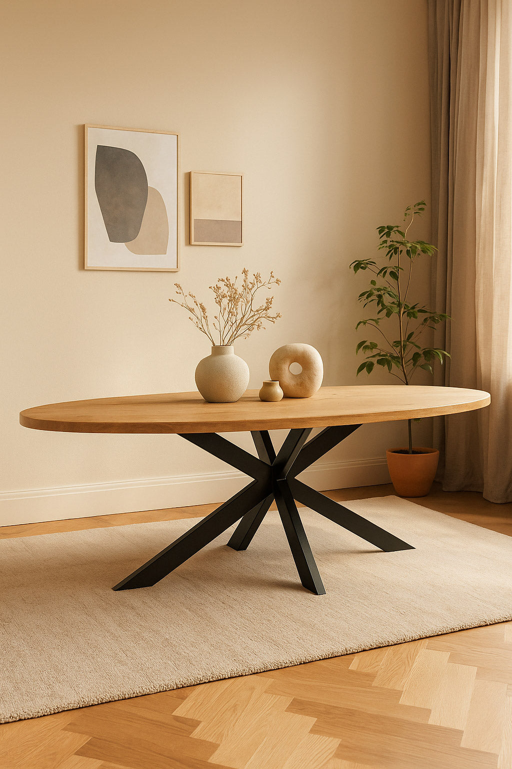 Eva Dining Table Natural with Matrix Legs – Oval | 240 cm