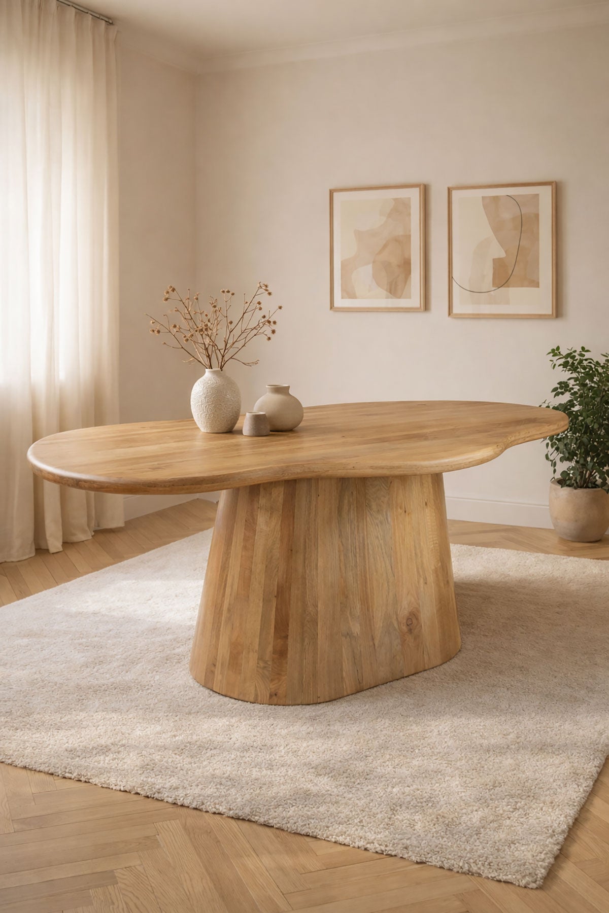Eettafel Felix Natural with Monolithic Leg - Organic | 180 cm