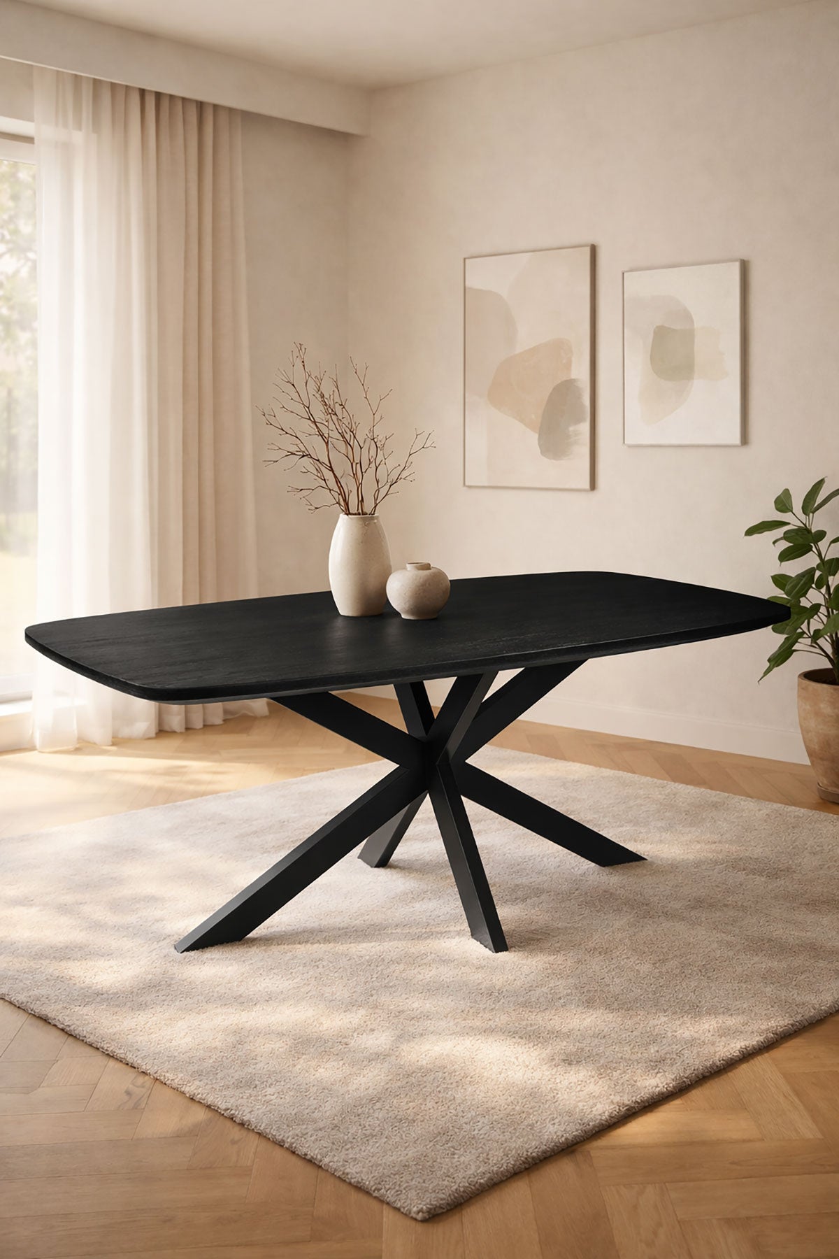 Eettafel Fynn Zwart met Matrix Poten - Deens Ovaal